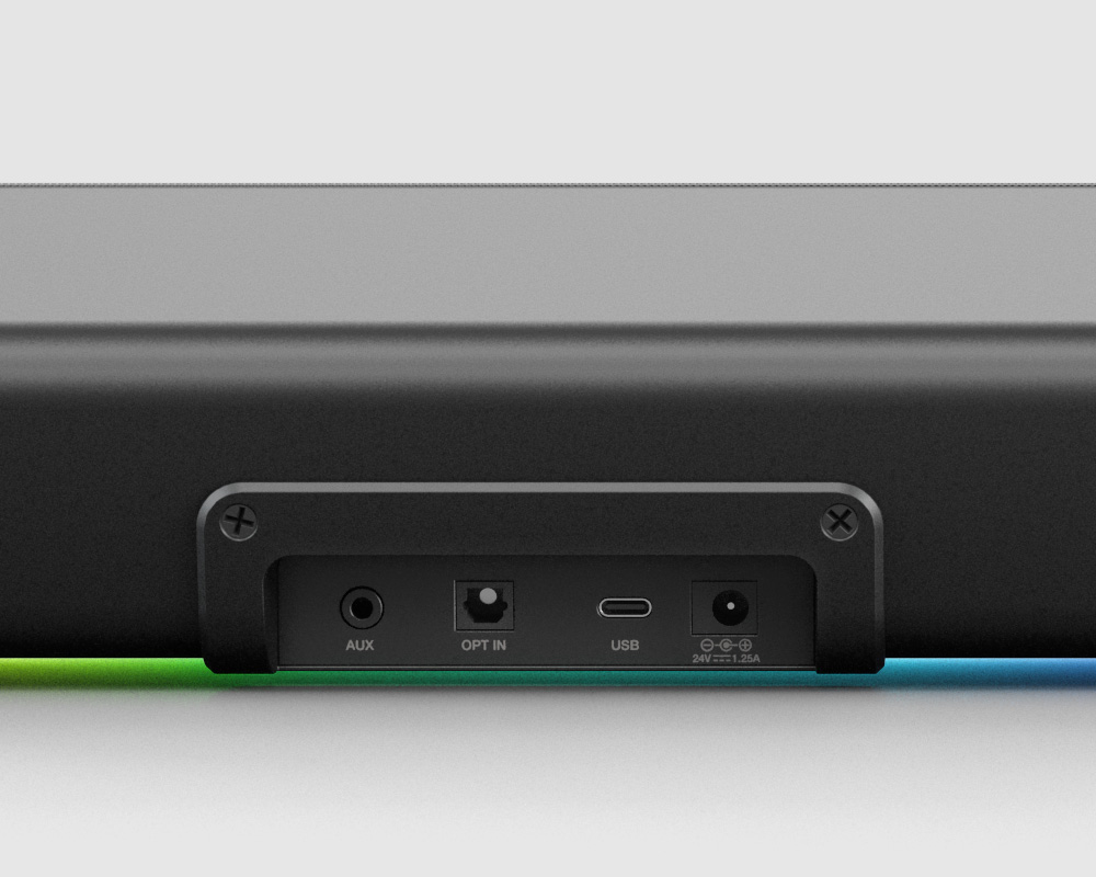 Разъёмы Sound Blaster GS5: AUX, оптический вход, USB-C и питание