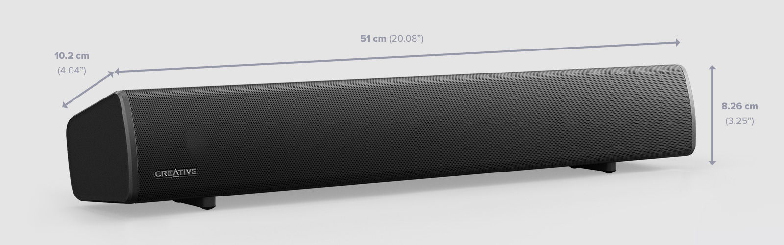 Размеры Sound Blaster GS5: ширина 51 см, высота 8,26 см, глубина 10,2 см