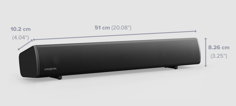 Размеры Sound Blaster GS5: ширина 51 см, высота 8,26 см, глубина 10,2 см