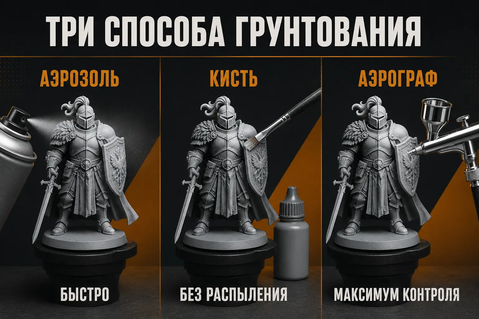 Три способа грунтования миниатюр: аэрозоль, кисть и аэрограф