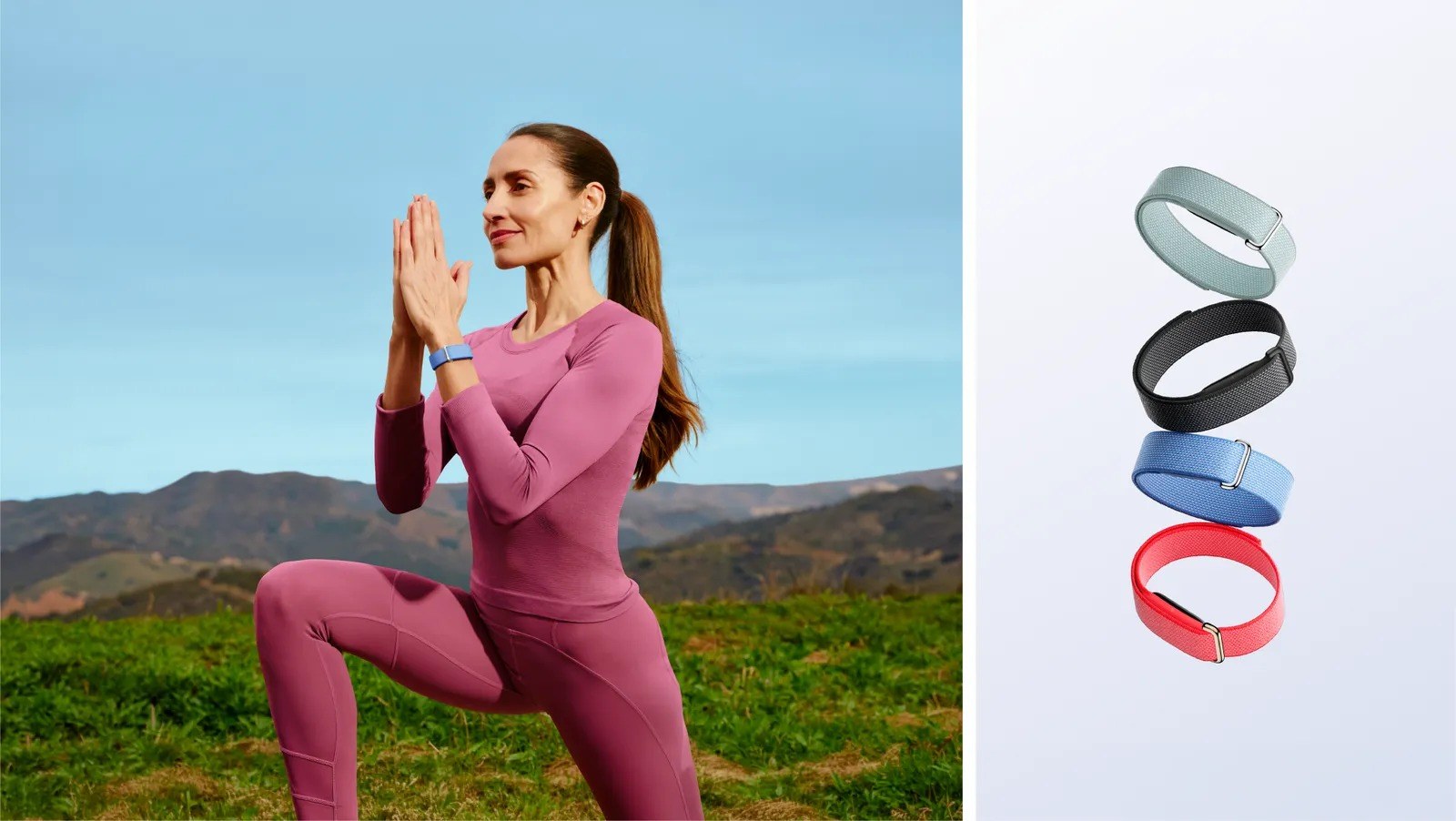 Фитнес-браслет Fitbit Air на руке во время тренировки и сменные ремешки Фитнес-браслет Fitbit Air на руке во время тренировки и сменные ремешки