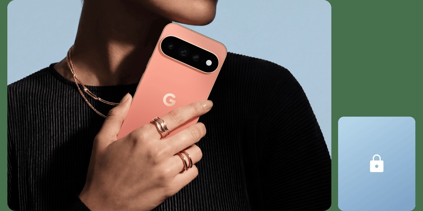 Владелец держит Google Pixel 11 Pro у лица для разблокировки — официальное фото Google Владелец держит Google Pixel 11 Pro у лица для разблокировки — официальное фото Google