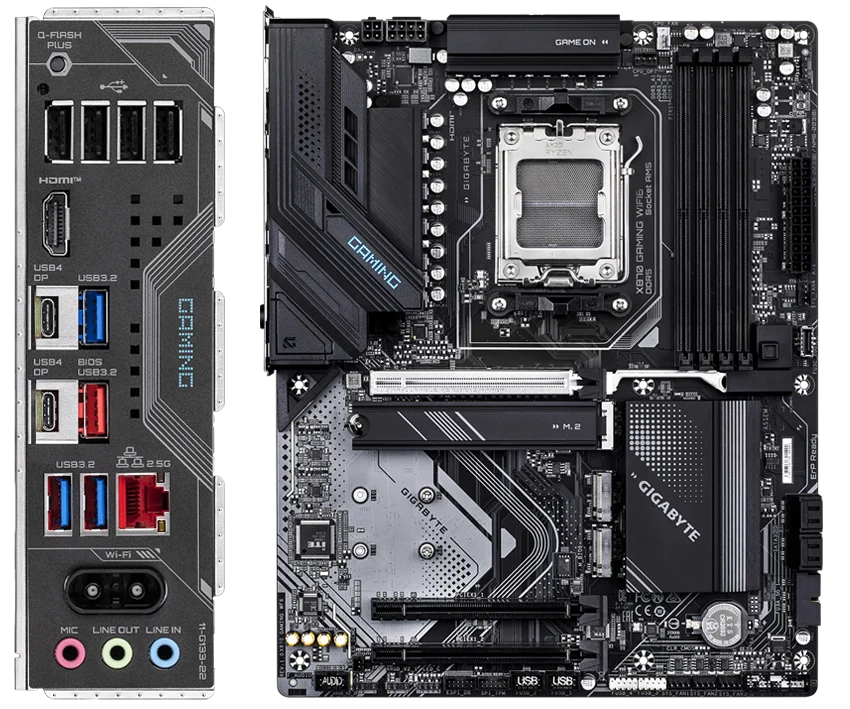 Панель ввода-вывода и плата GIGABYTE X870 GAMING WIFI6