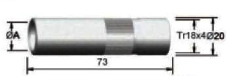 TGN01610 Газовое сопло цилиндрическое &Oslash;20,0 /73,0 мм., для ручных сварочных горелок полуавтоматической сварки типа Panasonic;