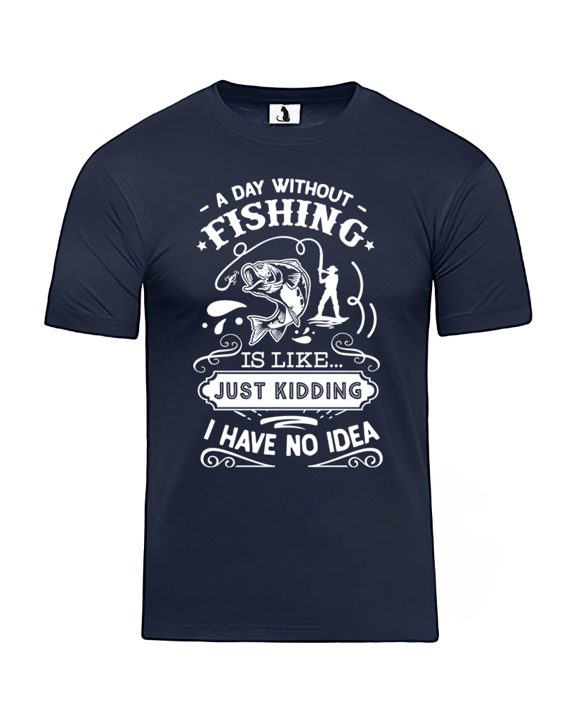 Образец футболки A day without fishing unisex классического прямого кроя Футболка A day without fishing unisex классического прямого кроя белая