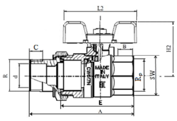 Размеры крана Стаут SVB-0007-000015 Габариты шарового крана Stout SVB-0007-000015