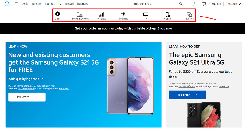 Сайт компании AT&T
