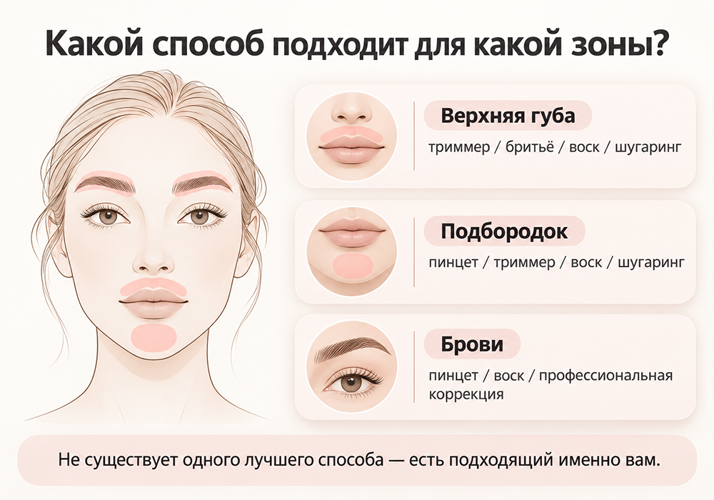 Какой способ удаления волос выбрать для разных зон лица
