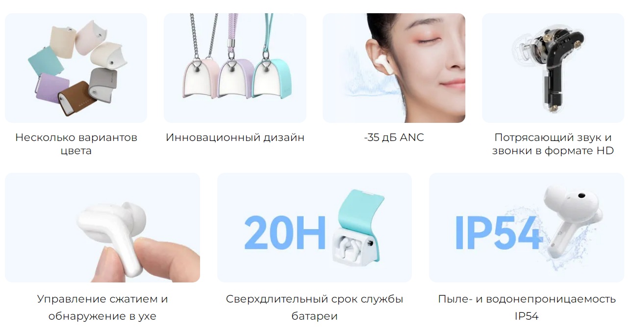 Беспроводные наушники Haylou T87 Lady Bag-описание-2 Особенности Realme Buds Air 7