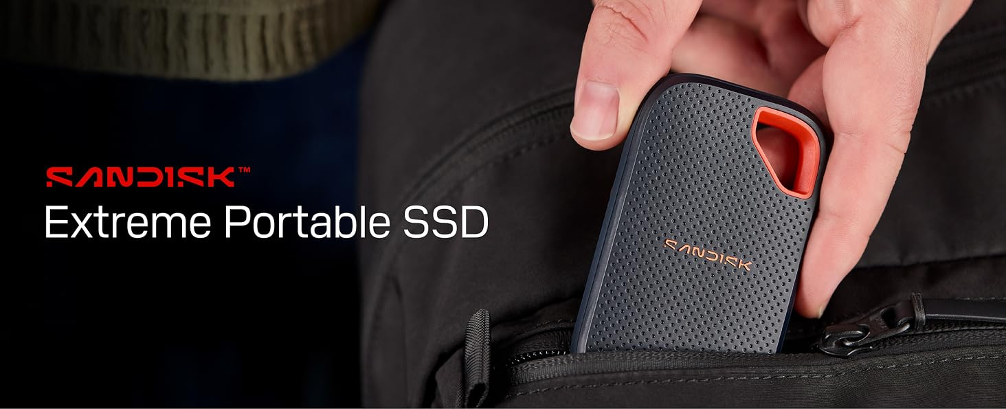купить Внешний SSD Sandisk Extreme Portable V3 2TB (SDSSDE70-2T00-G25) - USB-C, до 2000 МБ/с, Черный | Black