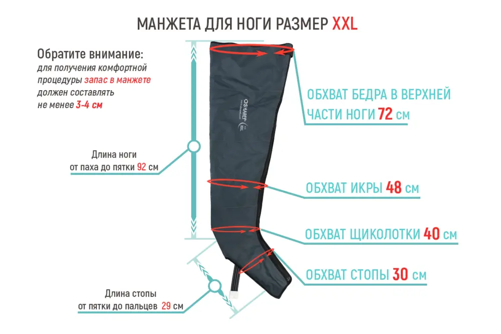 Размеры манжеты ноги XХL Размеры манжеты ноги XХL