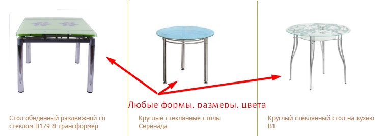 Стеклянные столы для кухни