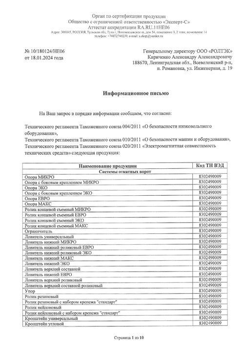 Перечень продукции, не подлежащей сертификации