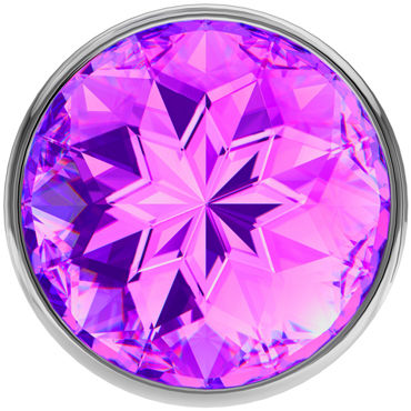 Анальная пробка Lola Toys Diamond Sparkle Large, серебро Фиолетовая