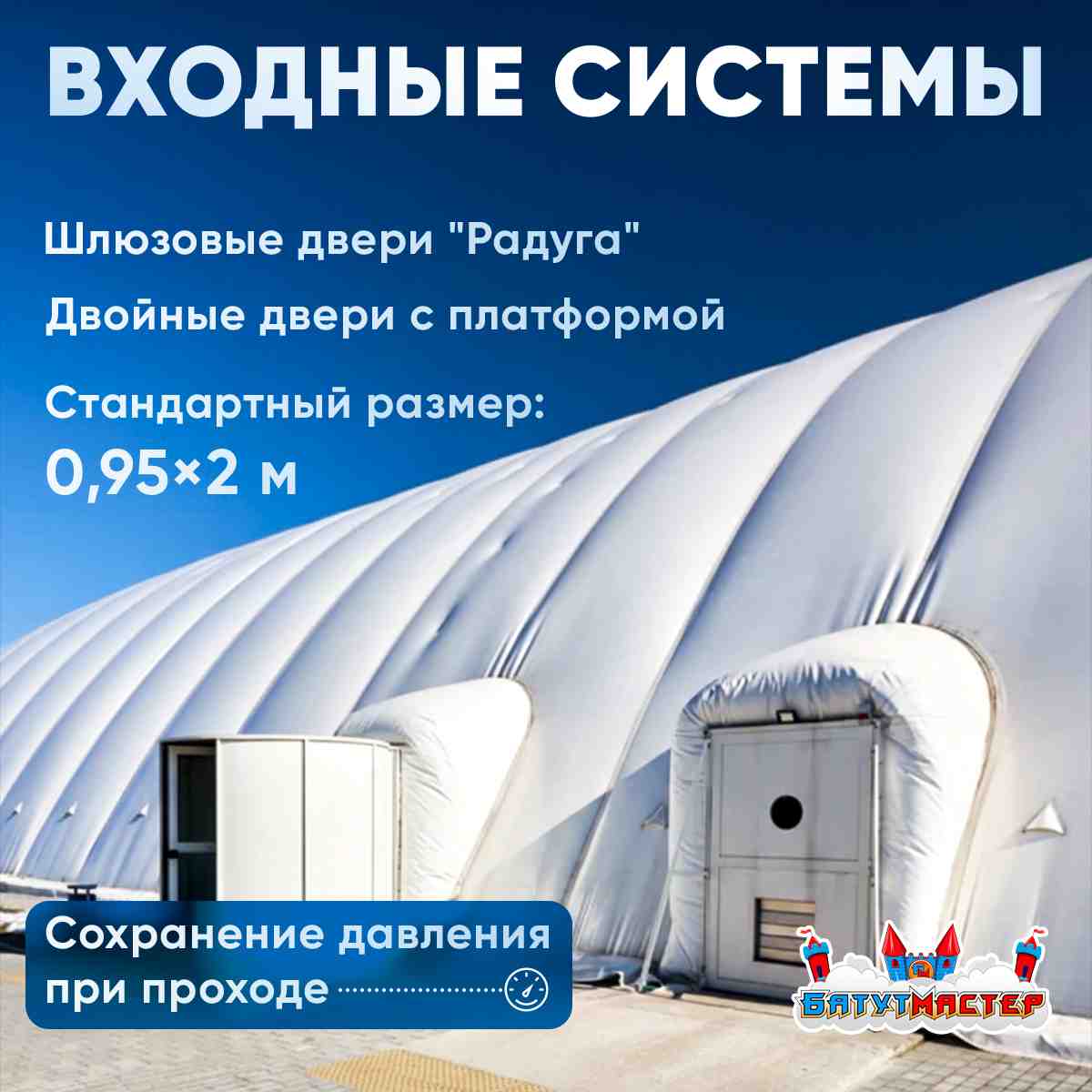 Шлюзовые двери &laquo;Радуга&raquo; воздухоопорного сооружения, стандартный размер 0,95&times;2 м