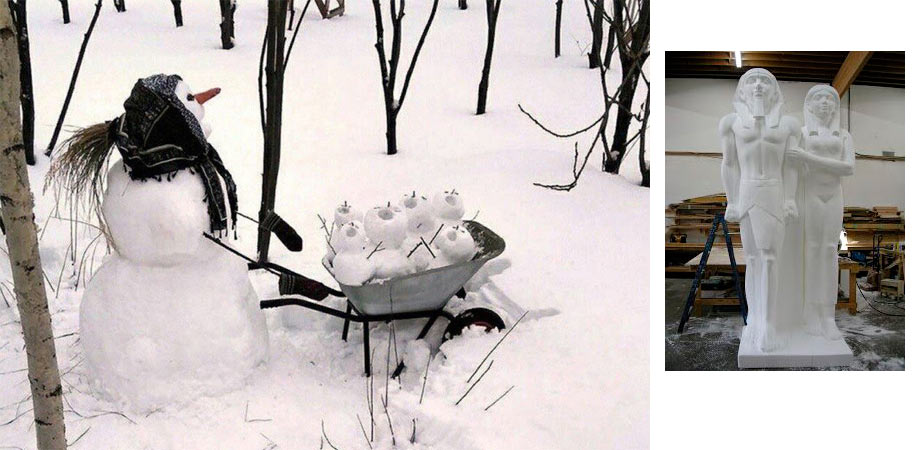 Фигуры снеговик из пенопласта.