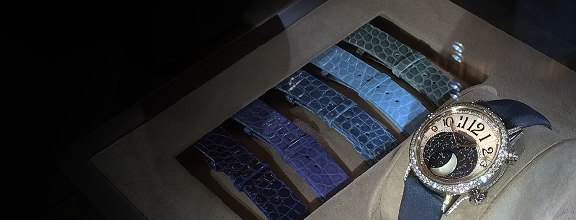 Ремешки из аллигатора разных оттенков синего для бутика Jaeger-LeCoultre в Москве — работа ателье Marcel Robert