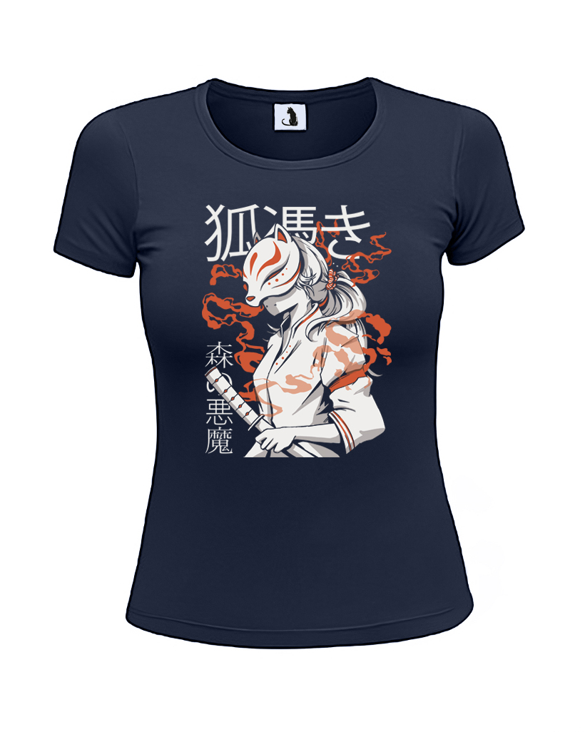 Образец женской футболки Kitsune приталенного кроя Футболка женская Kitsune