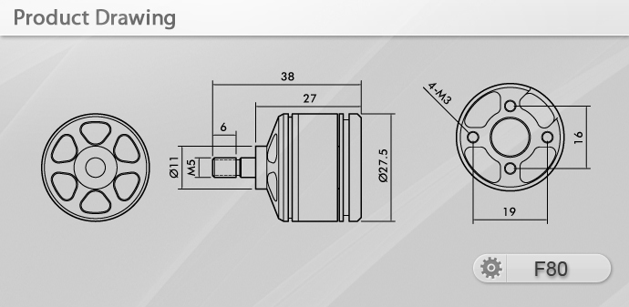 Чертёж мотора T-Motor F80 KV2100