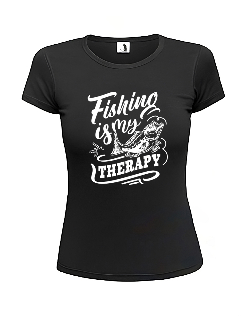 Образец женской футболки Fishing is my therapy приталенного кроя Футболка женская Fishing is my therapy приталенная