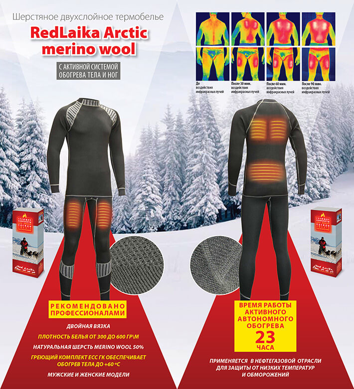 Термобельё с подогревом RedLaika Arctic Merino Wool