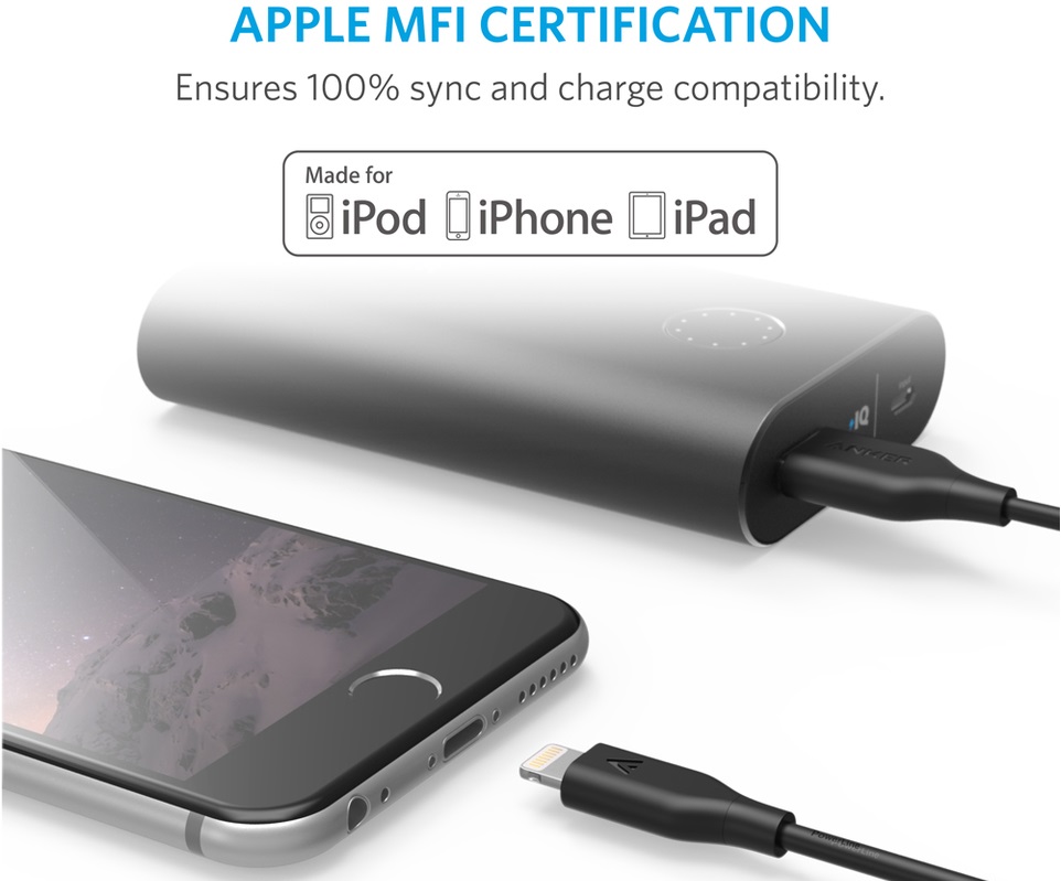 Anker Lightning to USB Premium Cable&nbsp;- Кабели для синхронизации Apple iPhone, iPad и iPod с разъёмом Lightning.