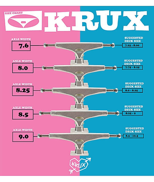 Таблица размеров подвесок Krux Таблица размеров подвесок Krux