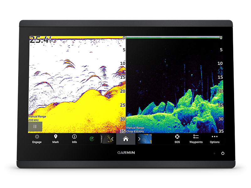 Яркий 12-дюймовый IPS-дисплей — Картплоттер Garmin GPSMAP 1223xsv с датчиком GT56