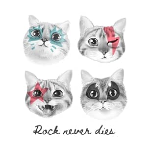 Принт с котами Rock never dies