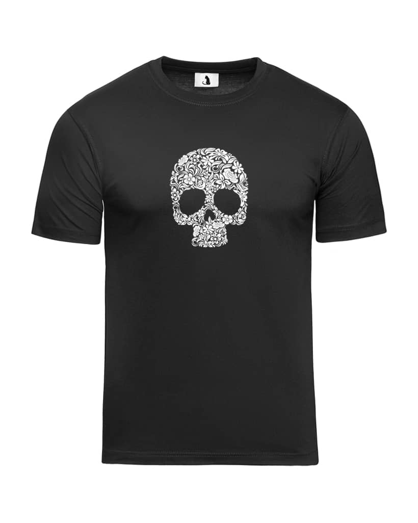 Футболка с черепом из цветов unisex классического прямого кроя Футболка с черепом из цветов unisex классического прямого кроя
