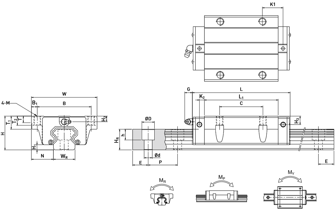 Каретка HIWIN HGW35CCZAP - чертеж
