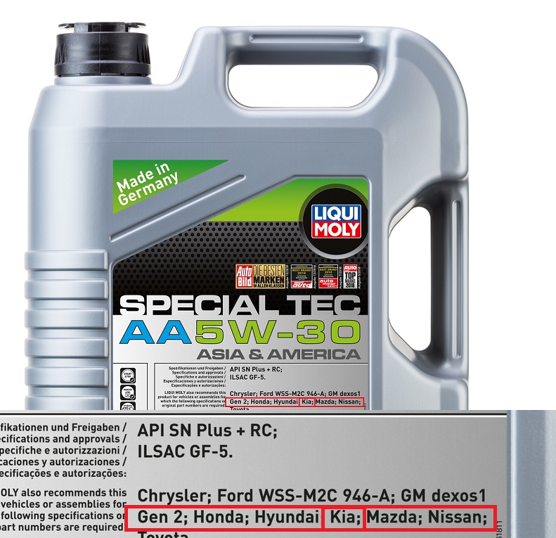 AA 5w30 LIqui Moly масло для КИА