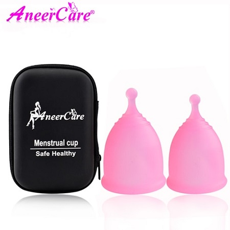 Набор менструальных чаш AneerCare, розовый, хвостик шар