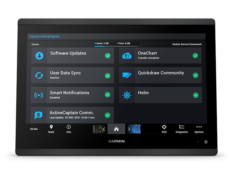 Приложение ActiveCaptain — Картплоттер Garmin GPSMAP 1223xsv с датчиком GT56
