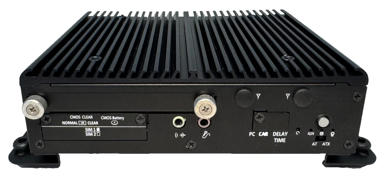 Arestech CB-2210 / CB-2260: сторона корпуса с SIM, CMOS, аудио и настройками режима питания