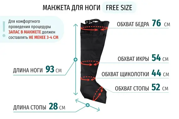 Размеры манжеты ноги