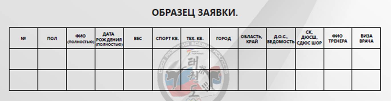 Образец заявки
