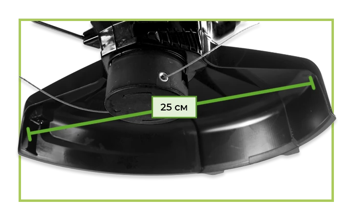 Ширина кошения триммера Greenworks 25 см.