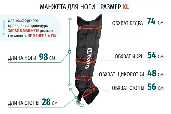 Размеры манжеты ноги Размеры манжеты ноги