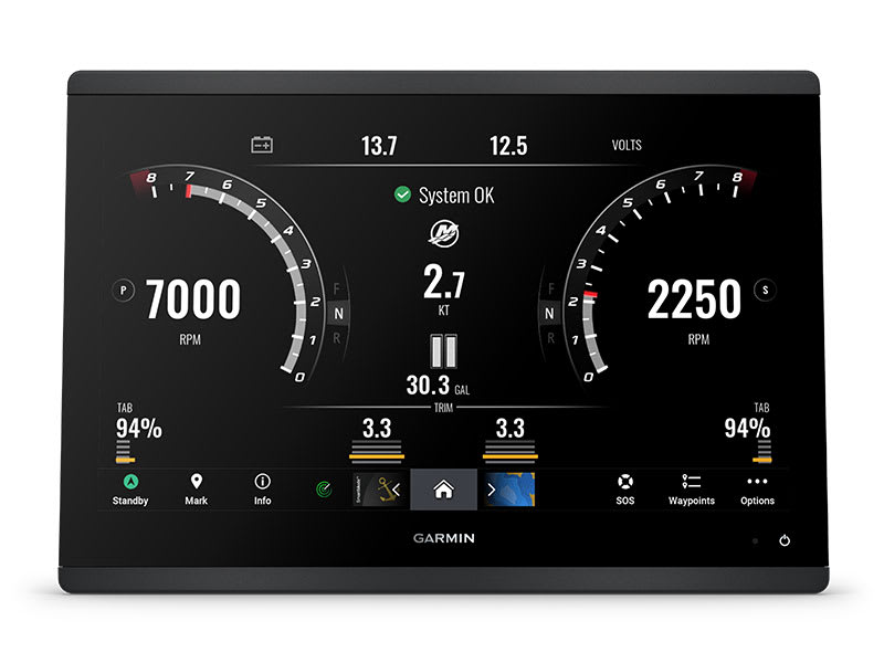 Данные двигателя — Картплоттер Garmin GPSMAP 1223xsv с датчиком GT56