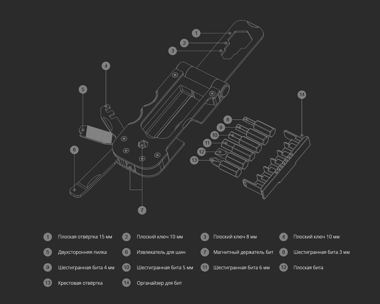 Мультитул NexTool Multifunctional Bicycle Tool (NE0122)
