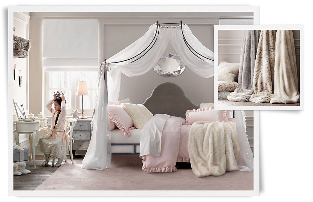 Волшебная детская с кроватью с полупрозрачным балдахином Restoration Hardware