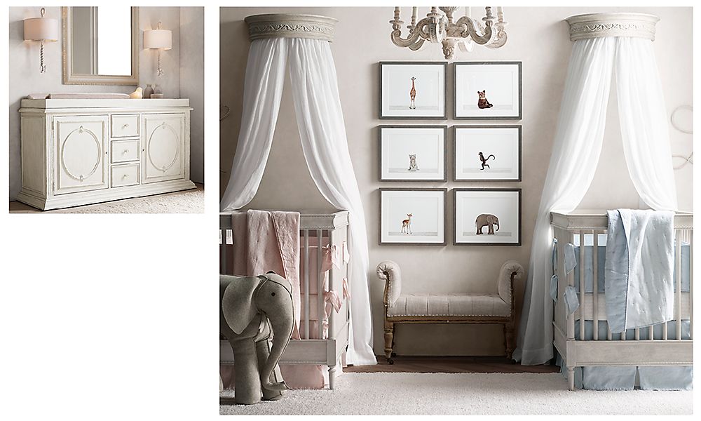 Красивая детская для новорожденных мальчика и девочки Restoration Hardware