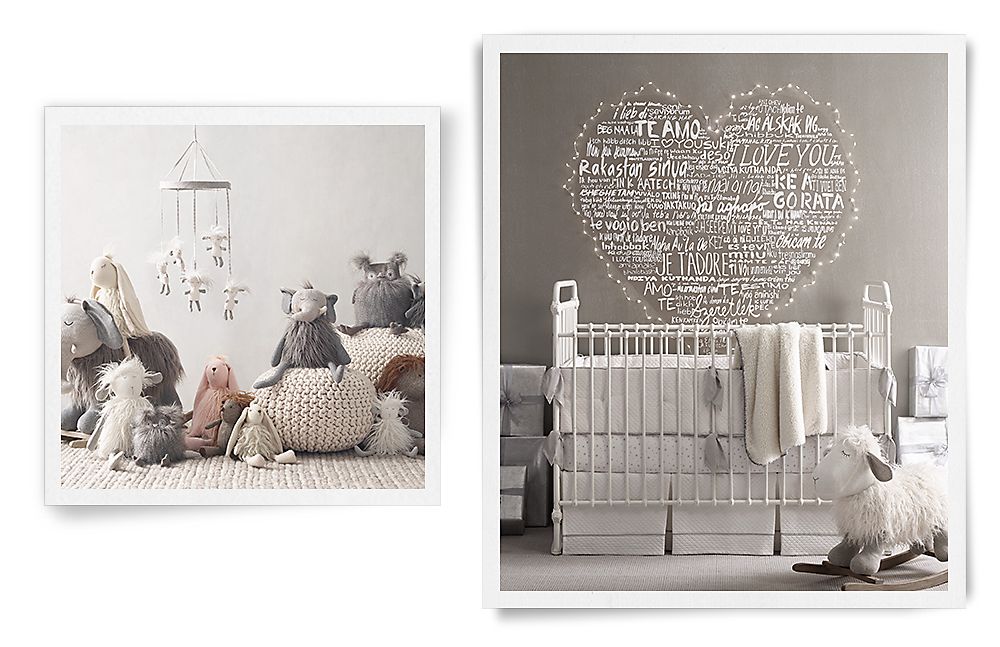 Современная детская комната в стиле унисекс для младенца Restoration Hardware