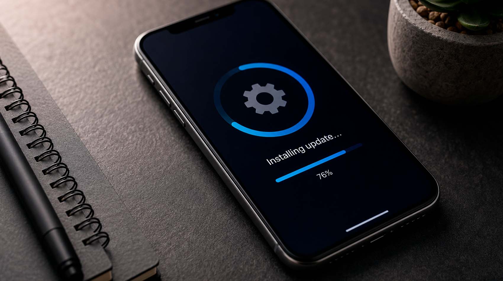 Пользователь выбирает время для обновления смартфона