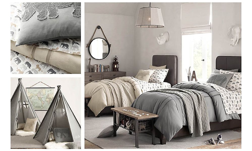 Стильная комната в винтажном стиле для двух мальчиков Restoration Hardware