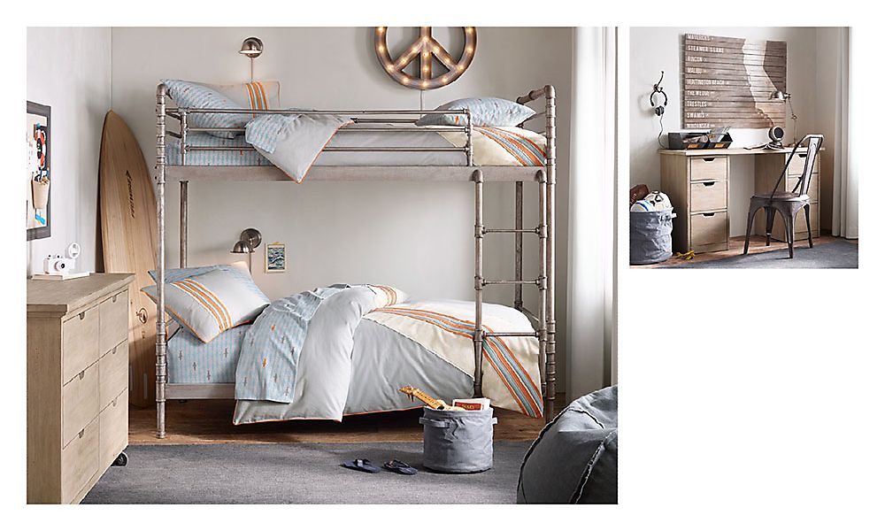 Детская в стиле лофт с двухэтажной кроватью Restoration Hardware