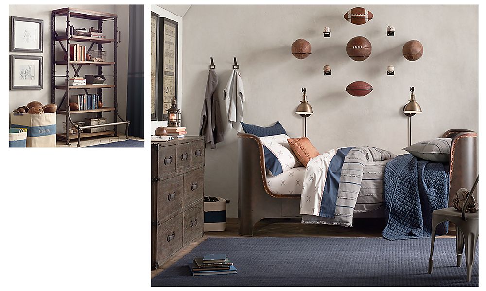 Красивая детская комната в винтажном спортивном стиле Restoration Hardware