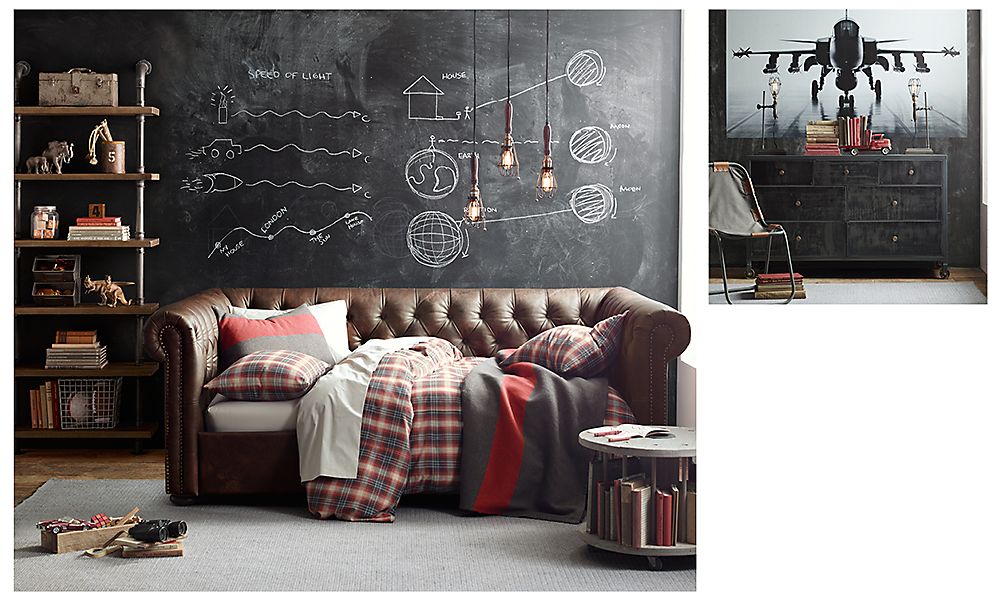 Комната для мальчика в индустриальном винтажном стиле Restoration Hardware