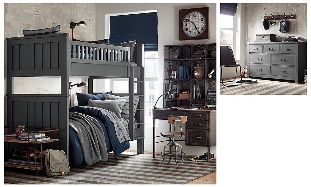 Комната для двух мальчиков в винтажном индустриальном стиле Restoration Hardware
